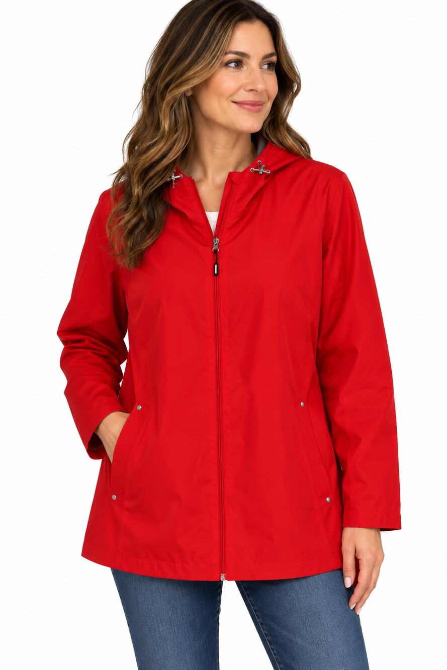 LRR167 Red raincoat with hood zip front size 3XL